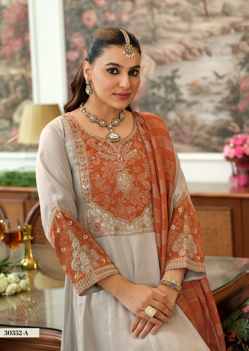 D 30352 A By Zaveri Viscose Kanjivaram Readymade Suits 